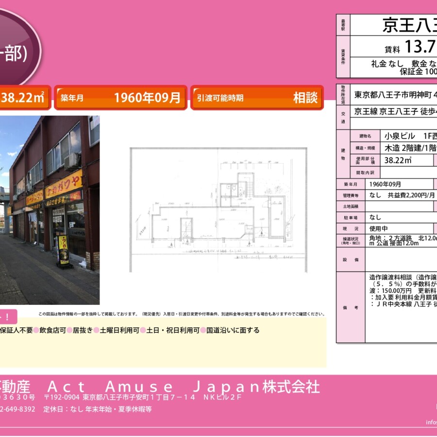 八王子　店舗　オフィス　物件　賃貸