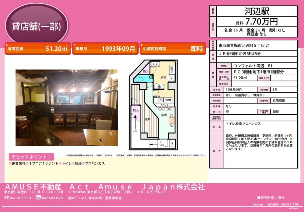 テナント 物件 店舗 飲食 重飲食 居酒屋 バー 居ぬき 居抜き 造作 什器 無償 譲渡 深夜営業 地下 安い